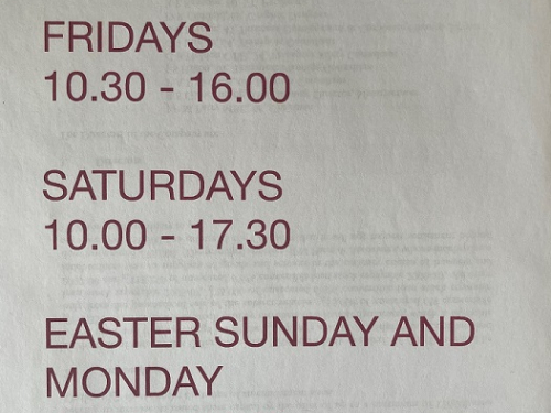 HCB opening times